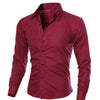 SHUJIN Spring Autumn Men's Slim Fit Long Sleeve Dark Solid Color Lapel Top Large Size Shirt Casual Button Size S-5XL Shirts