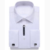Alimens & Gentle Mens French Cuff Dress Shirt Men Long Sleeve Solid Color Striped Style Cufflink Include 2019 Fashion New