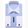 Alimens & Gentle Mens French Cuff Dress Shirt Men Long Sleeve Solid Color Striped Style Cufflink Include 2019 Fashion New