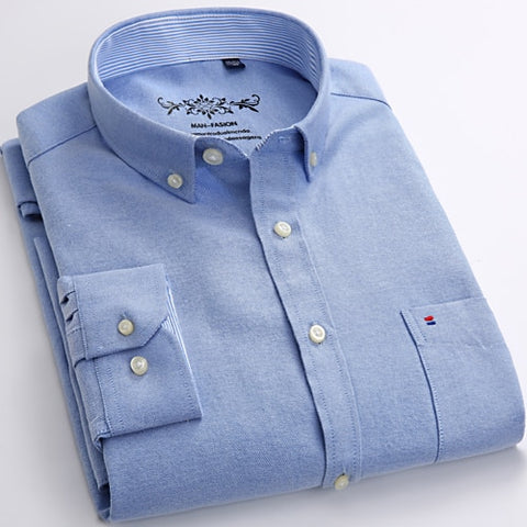 Mens Long Sleeve Solid Oxford Dress Shirt with Left Chest Pocket High- –  Virgule Store