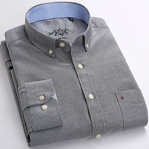 Mens Long Sleeve Solid Oxford Dress Shirt with Left Chest Pocket High- –  Virgule Store